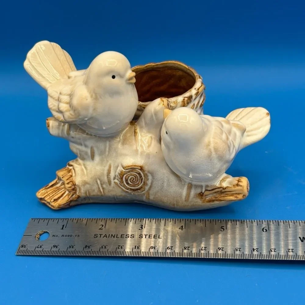 Yankee Candle Love Birds w/ Nest Votive Candle Holder Rustic Country Farmhouse